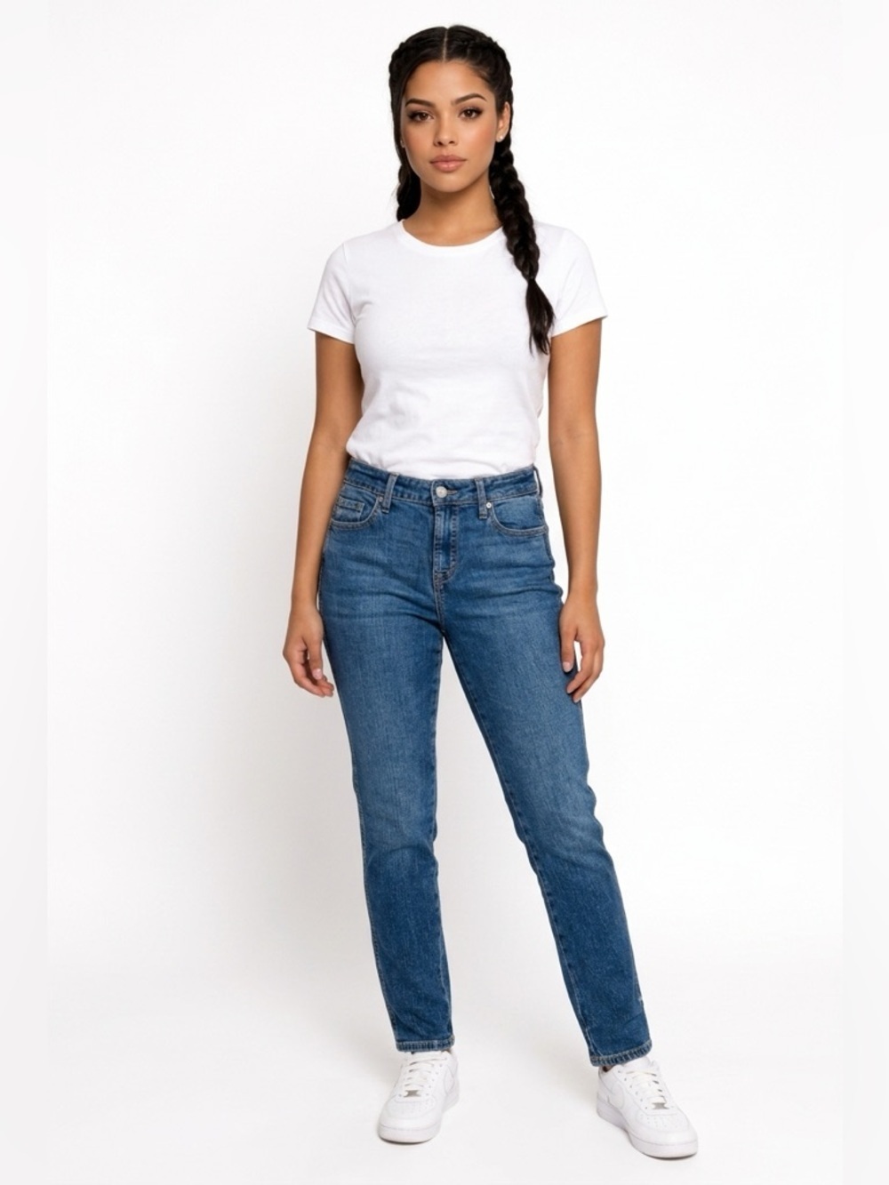 EUC Old Navy SZ 0P blue high rise vintage slim jeans 5-pocket/waist 27”-28”